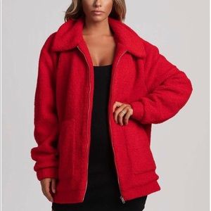 Meshki Red Teddy Coat